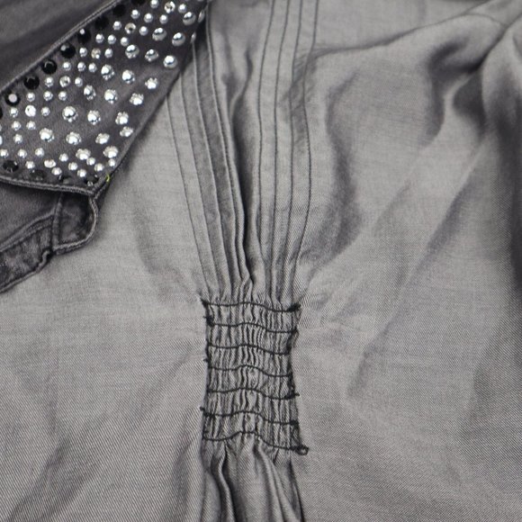 Christine Alexander Women Shirt Black Button Down  M Studs Black - Picture 7 of 16